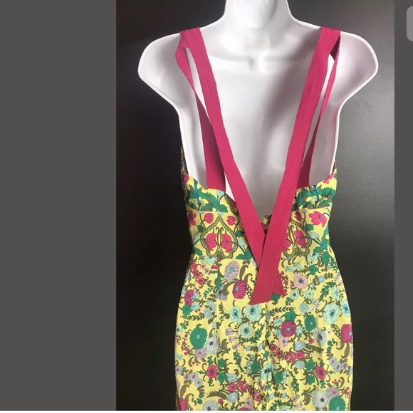 Anthropologie PLENTY By Tracy Reese Silk Dress RARE Floral Yellow Pink Green - Picture 10 of 12